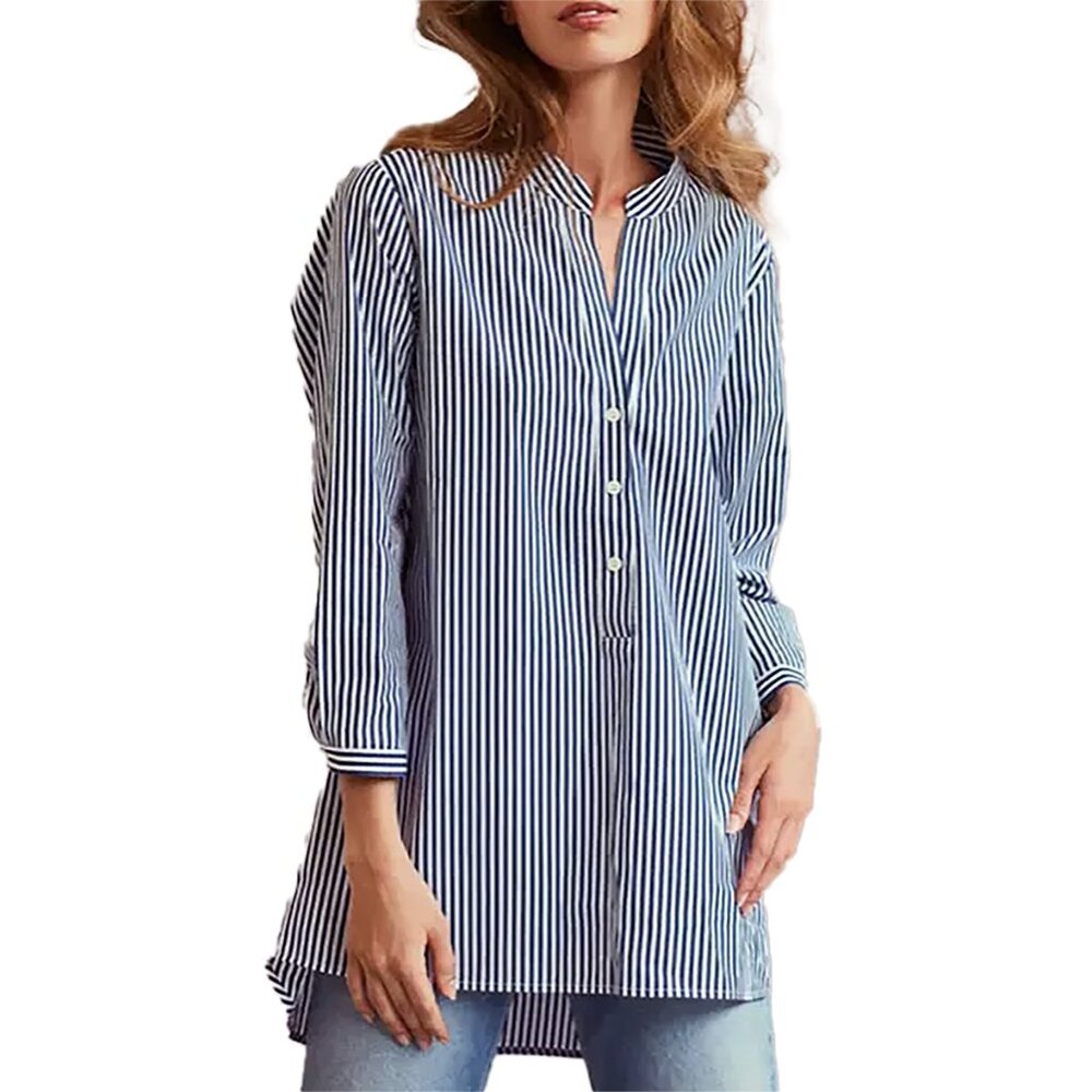 Harshman Los Angeles Derrington Navy White Striped Tunic Top Large